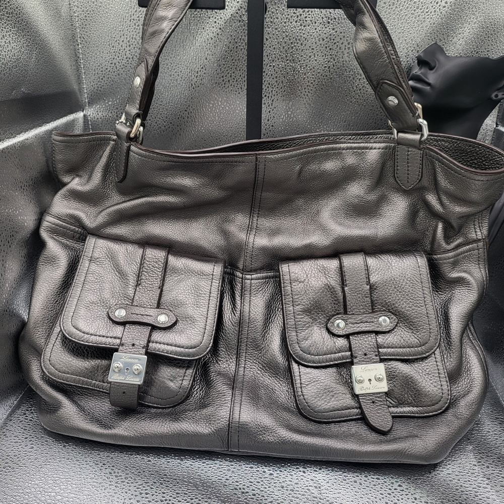 Elegant Gray Leather Women's Bag